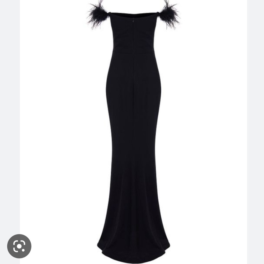 NOCTURNE LONG SLIT DRESS WITH FEATHERS - Picture 2 of 7